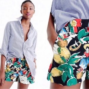 J Crew Scalloped Tropical Print High Waisted Shorts Size 4